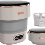 Portable Washing Machine, 16L Mini Washing Machine With Spin Basket,Small Portable Washer Machine Suitable for Underwear Small Clothes, Foldable Design Ideal for Apartments Dorms Hotels (Light Grey)