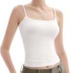 PUMIEY Women's Square Neck Tank Top Adjustable Spaghetti Straps Sleeveless Basic Tops Sharp Collection