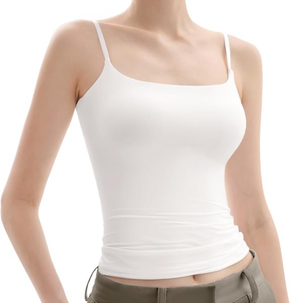 PUMIEY Women's Square Neck Tank Top Adjustable Spaghetti Straps Sleeveless Basic Tops Sharp Collection