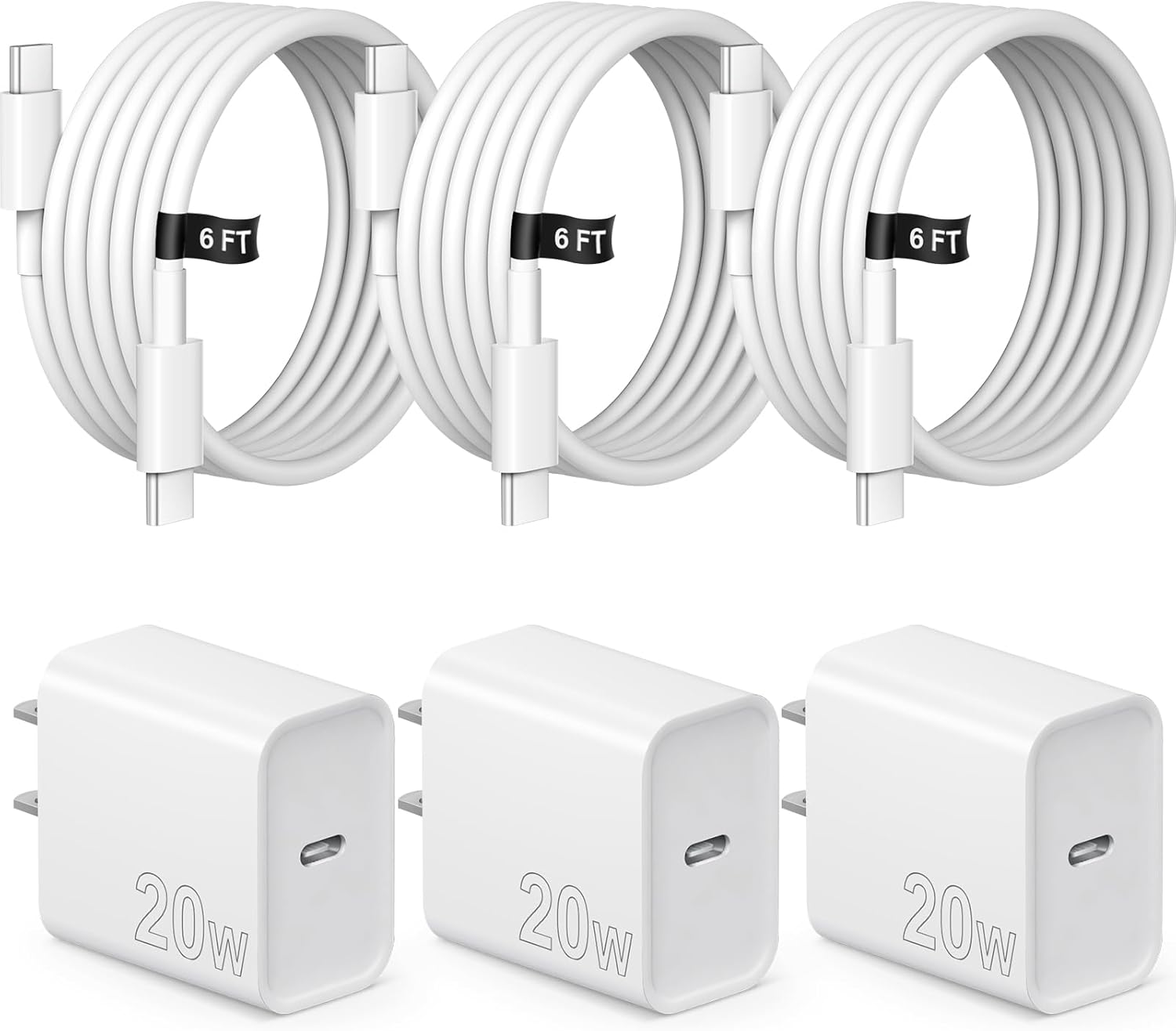 iPhone 17 16 15 Charger Fast Charging 3 Pack USB iPhone 17 16 15 Charger Fast Charging 3 Pack USB C Charger Block Type C Chargers 6FT Cord Wall Chargers Compatible with iPhone Air/17/17 Plus/17 Pro/17 Pro Max/16/16 Plus/16 Pro/16 Pro Max/15 Pro Max