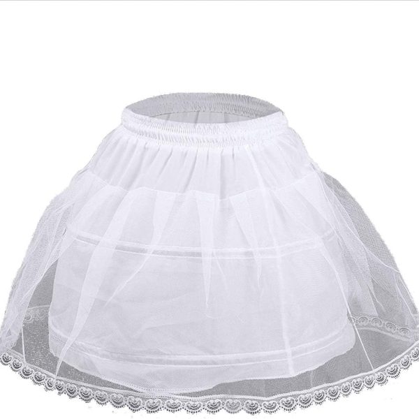 Nanchor Flower Girl Crinoline Petticoat Kids with 2 Hoops Full Slip Underskirt Lace Edge (2-6Y)