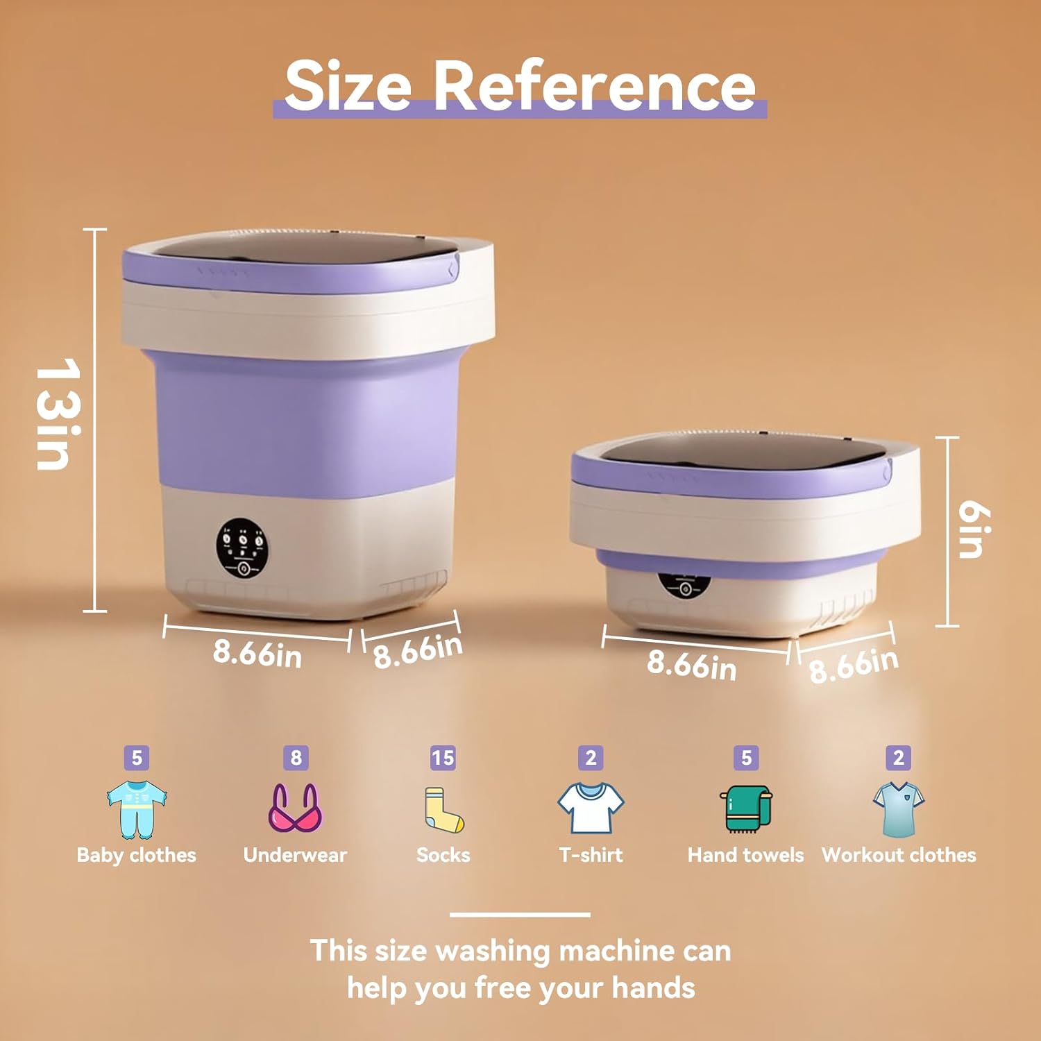 Portable Washing Machine,16L Small Washer with Spin Drainage Basket, 3 Modes Deep Cleaning Suitable for Underwear, Socks, Baby Clothes, Foldable Design Ideal for Apartments, Hotels, RV 3 Portable Washing Machine,16L Small Washer with Spin Drainage Basket, 3 Modes Deep Cleaning Suitable for Underwear, Socks, Baby Clothes, Foldable Design Ideal for Apartments, Hotels, RV - Image 3