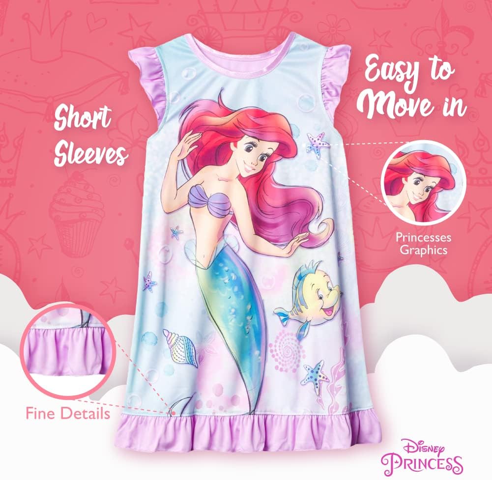 Disney girls Nightgown, Soft & Cute Pajamas for Kids, UNDER THE WATER 2, 4T 4 Disney girls Nightgown, Soft & Cute Pajamas for Kids, UNDER THE WATER 2, 4T - Image 4
