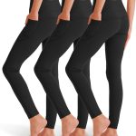 3 Pack Girls' Leggings with Pockets, Ankle Length Athletic Yoga Pants for Kids Clothes