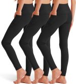 3 Pack Girls' Leggings with Pockets, Ankle Length Athletic Yoga Pants for Kids Clothes