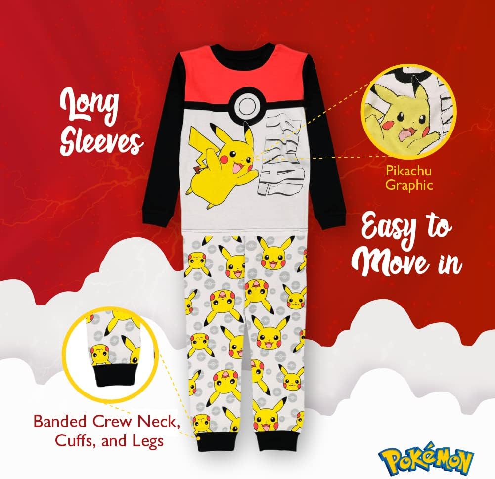 Pokemon Boys' 6-Piece Snug-Fit Cotton Pajamas Set, Poke Treasure, 10 6 Pokemon Boys' 6-Piece Snug-Fit Cotton Pajamas Set, Poke Treasure, 10 - Image 6