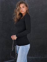 AUTOMET Womens Long Sleeve Shirts Square Neck Tops Ribbed Knit Basic Teen Girls Crop Tops Fall Outfits Fashion Clothes 2025 - Image 3