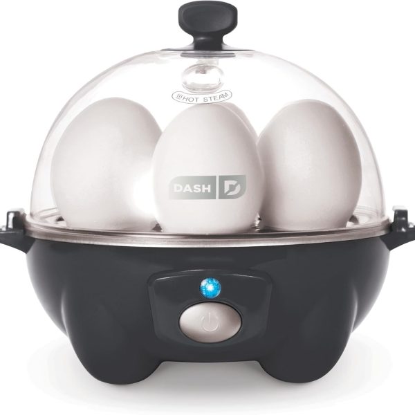DASH Rapid Egg Cooker: 7 Egg Capacity Electric Egg Cooker for Hard Boiled Eggs, Poached Eggs, Scrambled Eggs, or Omelets with Auto Shut Off Feature - Black'