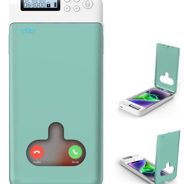 ySky Timed Lock Box, Portable Phone Locker with Self-Control Timer for iPhone, Android, Helping Kids, Students, Adults Focus Back, Mobile Phone Addiction Control (Green)
