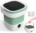 Portable Washing Machine, 12L Upgraded Mini Washing Machine With Spin Basket, Foldable Washer Cleaning for Underwear, Baby Clothes Socks and Small Items, Small Washer for Apartments, Dorm,RV (Green)