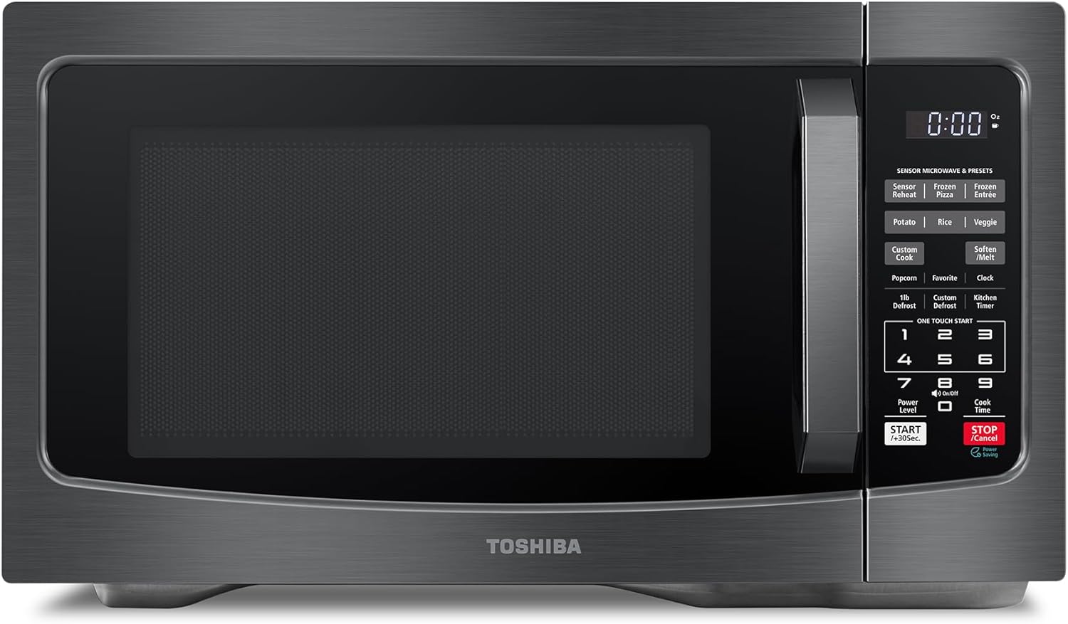 TOSHIBA EM131A5C-BS Countertop Microwave Ovens 1.2 Cu Ft, 12.4" Removable TOSHIBA EM131A5C-BS Countertop Microwave Ovens 1.2 Cu Ft, 12.4" Removable Turntable Smart Humidity Sensor 12 Auto Menus Mute Function ECO Mode Easy Clean Interior Black Color 1000W