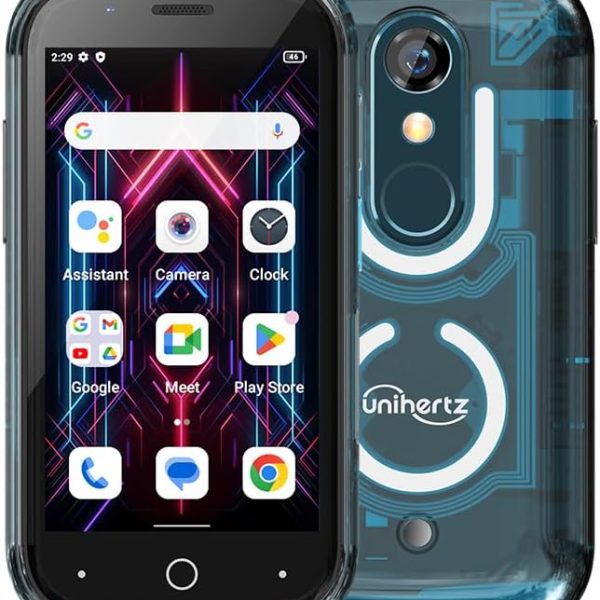 Unihertz Jelly Star Mini Smartphone 3 Inch Smallest Tiny 4G Cell Phone Android 13 Transparent Design LED Light NFC OTG 8GB RAM 256GB ROM (Blue) Compatible with T-Mobile and Verizon only