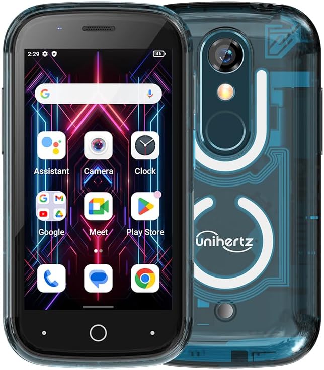 Unihertz Jelly Star Mini Smartphone 3 Inch Smallest Tiny 4G Unihertz Jelly Star Mini Smartphone 3 Inch Smallest Tiny 4G Cell Phone Android 13 Transparent Design LED Light NFC OTG 8GB RAM 256GB ROM (Blue) Compatible with T-Mobile and Verizon only