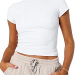 Women's Basic Summer Short Sleeve Crewneck T-Shirts Y2K Cute Going Out Tops Baby Tee