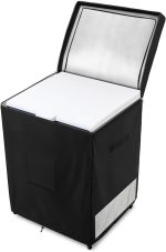 Outdoor Deep Freezer Cover,Heavy Duty 600D 100% Waterproof Chest Freezer Cover,Freezer Covers for Outside 5.0 Cubic Chest Freezer,Top Can Be Opened by Zipper(28"W x 23"D x 34"H,Black)