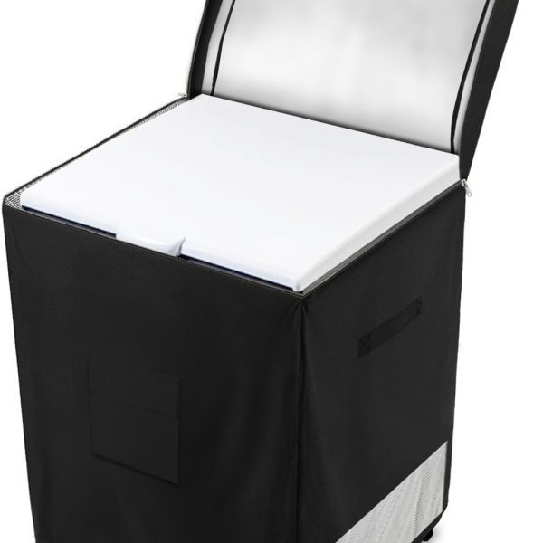 Outdoor Deep Freezer Cover,Heavy Duty 600D 100% Waterproof Chest Freezer Cover,Freezer Covers for Outside 5.0 Cubic Chest Freezer,Top Can Be Opened by Zipper(28"W x 23"D x 34"H,Black)