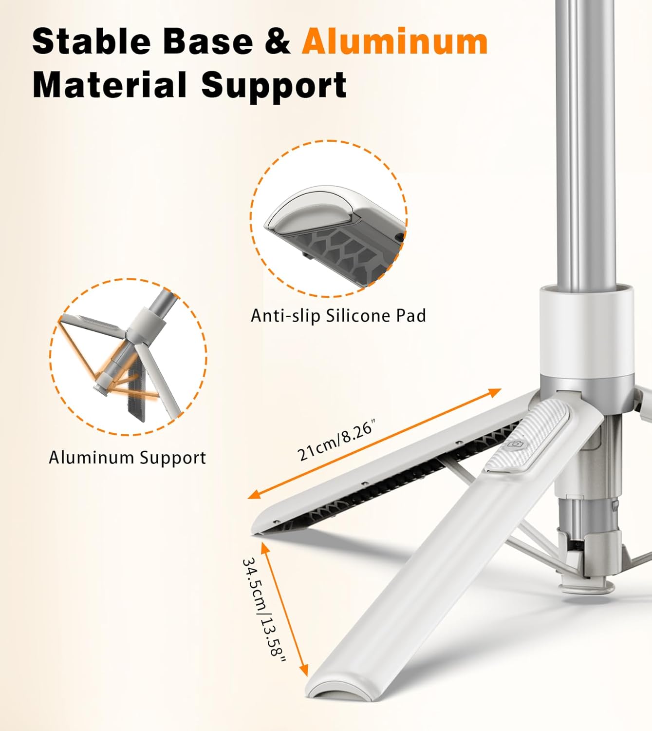 TONEOF 68" Magnetic Selfie Stick Tripod with Aluminum Strong Magnetic Holder for Magsafe, 360° Rotatable Travel Phone Tripod Stand with Metal Ring & Rechargeable Remote for iPhone/Android(Beige Gray) 8 TONEOF 68" Magnetic Selfie Stick Tripod with Aluminum Strong Magnetic Holder for Magsafe, 360° Rotatable Travel Phone Tripod Stand with Metal Ring & Rechargeable Remote for iPhone/Android(Beige Gray) - Image 8