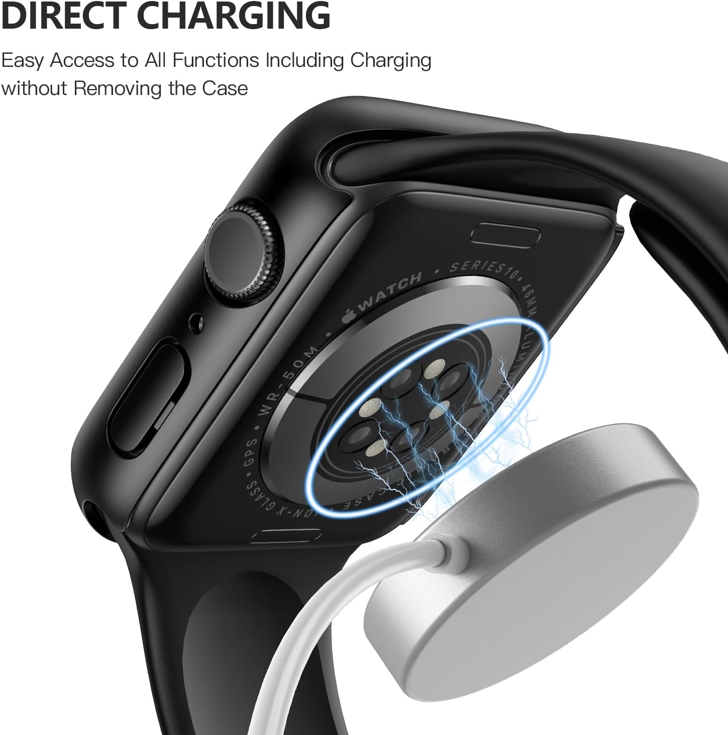 Misxi 2 Pack Tempered Glass Case Compatible for Apple Watch Series 10 (2024) 46mm, Hard PC Screen Protector Overall Protection Ultra-Thin Lightweight Scratch-Resistant Cover for iWatch, Satin Black 5 Misxi 2 Pack Tempered Glass Case Compatible for Apple Watch Series 10 (2024) 46mm, Hard PC Screen Protector Overall Protection Ultra-Thin Lightweight Scratch-Resistant Cover for iWatch, Satin Black - Image 5