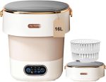 Portable Washing Machine,Mini Washer 16L Upgraded With Spin Basket,Small Clothes Folding Washing Machine Of Underwear, Baby And Small Clothes,Suitable For Home Apartments Dormitories, Hotels Khaki