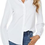 jonivey Womens Stretch Button Down Long Sleeve Shirt Soft Basic Wrinkle Free Work Business Formal Casual Blouse