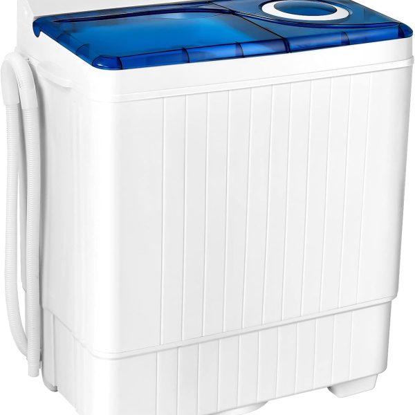 Giantex 10021US-BL-FP Full-Automatic Washing Machine Portable Compact, White+Blue