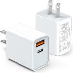 LCGENS USB C Wall Charger Block 20W, 2-Pack Dual Port PD Power Delivery Fast Type C Charging Block Plug Compatible with iPhone 11/12/13/14/15/16/17 Pro Max, XS/XR/X, Ipad Pro, Samsung Galaxy
