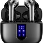 TAGRY Bluetooth Headphones True Wireless Earbuds 60H Playback LED Power Display Earphones with Wireless Charging Case IPX5 Waterproof in-Ear Ear buds with Mic for TV Smart Phone Laptop Computer Sports