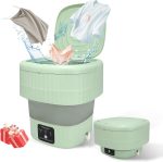 Mini Portable Washing Machine, 9L, 3 Modes, Blue Light Disinfection, Ideal for Underwear, Socks, Baby Clothes. Foldable for Space-Saving, Perfect for Apartments, Hotels, Camping & Travel (Green)