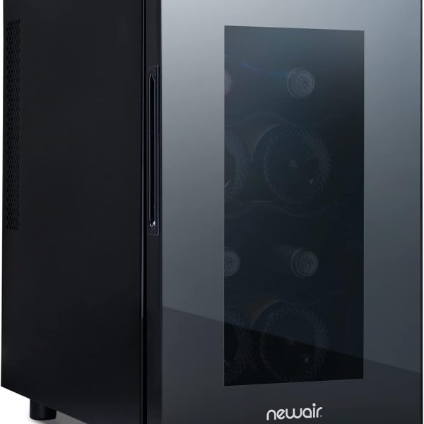 NewAir Shadow-T Series 8 Bottle Thermoelectric Wine Fridge, Countertop Wine Refrigerator, Mirrored Compact Wine Cellar, Triple-Layer Glass Door Cooler, Vibration-Free & Ultra-Quiet Cooling