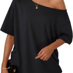 Trendy Queen Womens Off The Shoulder Tops Oversized T-Shirts Short Sleeve Tees Summer 2025 Casual Spring Fashion Clothes