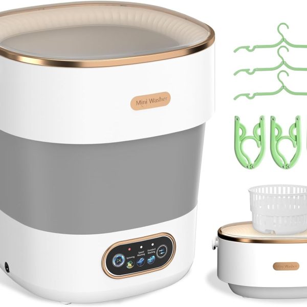 Portable Washing Machine, Mini Washer and Spin-Dryer With Folding Hanger, 16L Large Capacity Small Compact Laundry Machine of Underwear, Baby Clothes, for Apartments, Dormitories, RV, Travel, Camping