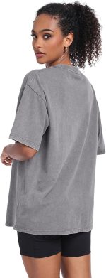 Womens Washed Vintage Oversized T-Shirt Casual Baggy Streetwear Boyfriend Tee Workout Short Sleeve Cotton Tops - Image 4