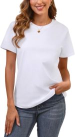 Cotton Basic T Shirts for Women,Crew Neck Short Sleeve Summer Shirts,Solid Loose Fit Tshirt, Plain Workout Tops, Undershirts
