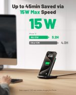 INIU Wireless Charger, 15W Fast Qi Certified Wireless Charging Station with Sleep-Friendly Adaptive Light Compatible with iPhone 17 16 15 14 13 12 Pro Max Samsung Galaxy S25 S24 S23 Note 20 Google etc - Image 2