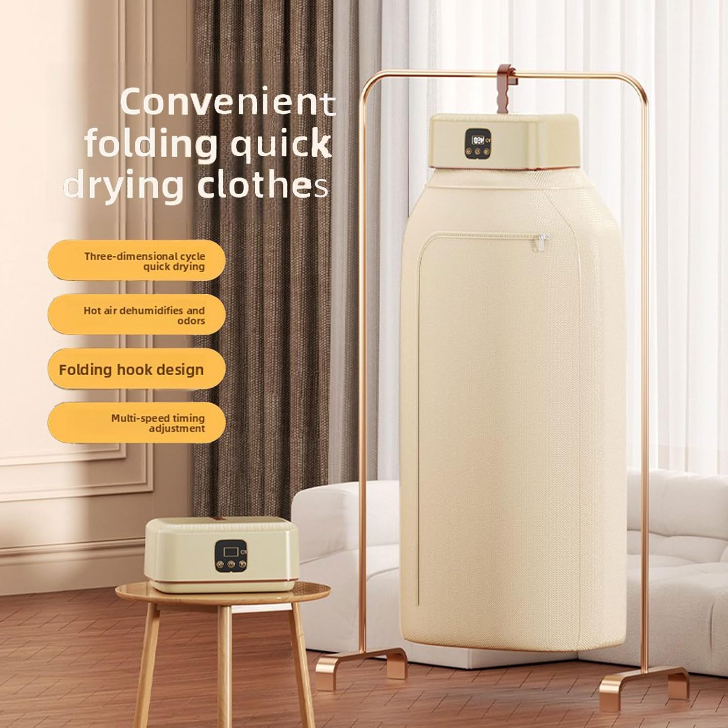 Portable Mini Clothes Dryer - Compact Quiet Fast-Drying for Apartment/RV/Travel, Adjustable Timer, Wrinkle-Reducing Heat 9 Portable Mini Clothes Dryer - Compact Quiet Fast-Drying for Apartment/RV/Travel, Adjustable Timer, Wrinkle-Reducing Heat - Image 9