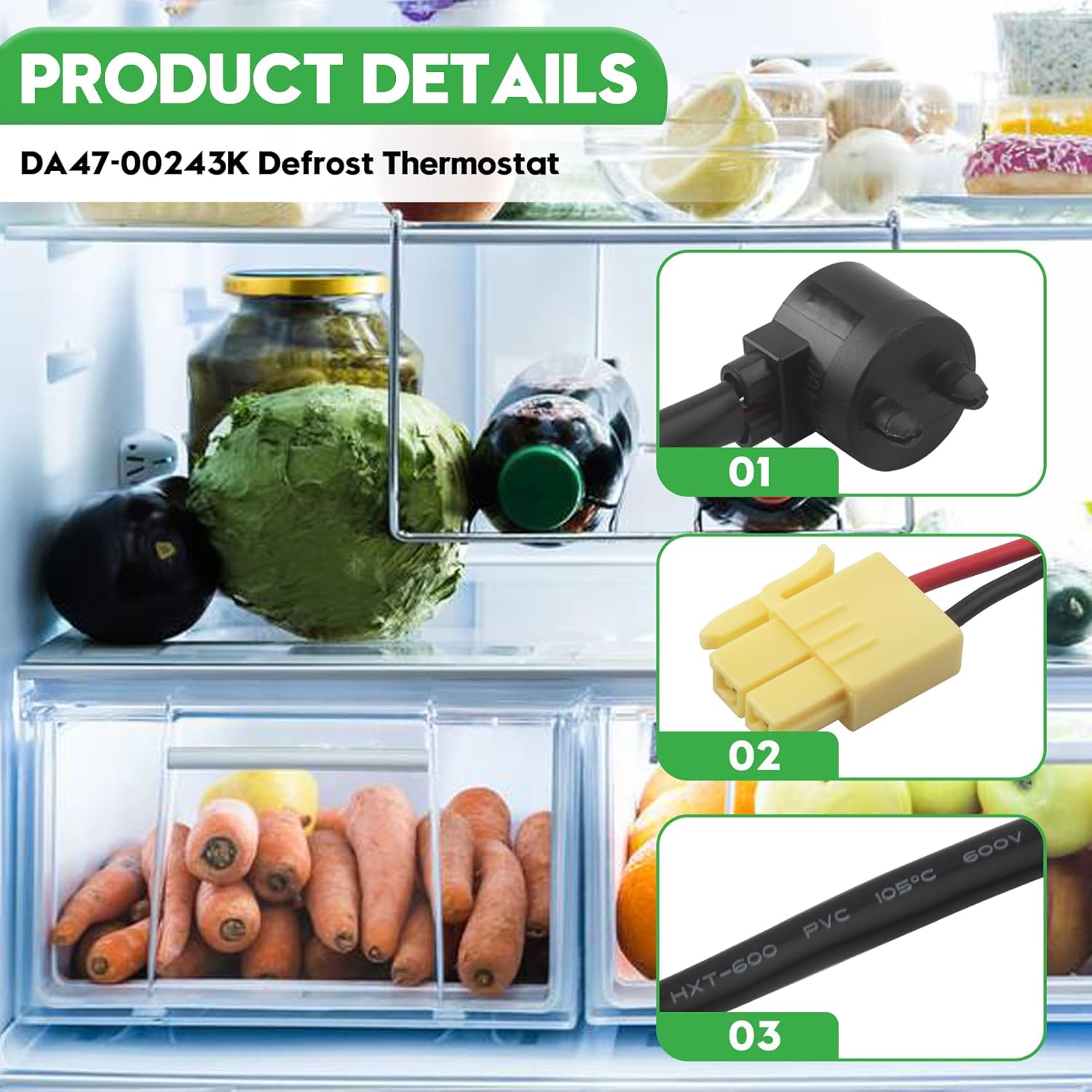 DA47-00243K Defrost Thermostat Compatible with Samsung Refrigerator, Replace Part Number DA47-00243B, DA47-00243C, DA47-00243J, 2025696, AP4403832 and PS4140510 (1 Pack) 6 DA47-00243K Defrost Thermostat Compatible with Samsung Refrigerator, Replace Part Number DA47-00243B, DA47-00243C, DA47-00243J, 2025696, AP4403832 and PS4140510 (1 Pack) - Image 6