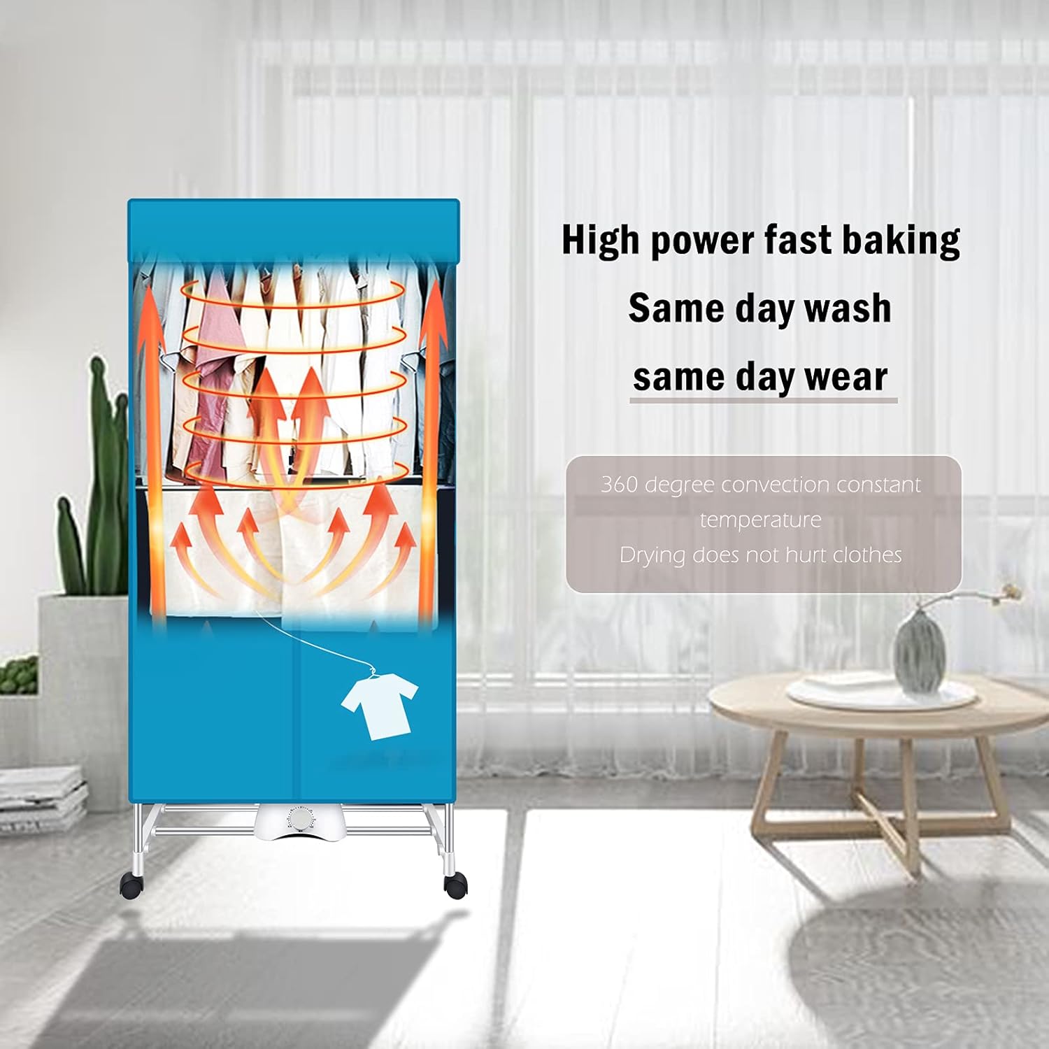 Portable Dryer, 110V 1000W Electric Clothes Dryer Machine, Double Layer Stackable, Stainless Steel, Blue, 15kg Capacity, Front Load, Ideal for Apartments, RV, Families, Campers 5 Portable Dryer, 110V 1000W Electric Clothes Dryer Machine, Double Layer Stackable, Stainless Steel, Blue, 15kg Capacity, Front Load, Ideal for Apartments, RV, Families, Campers - Image 5