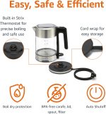 Amazon Basics Electric Kettle with Glass Carafe for Tea and Coffee, BPA-Free, Fast Boiling, Auto Shut-Off, 1.8 Quarts, 1500W, Black and Silver - Image 3
