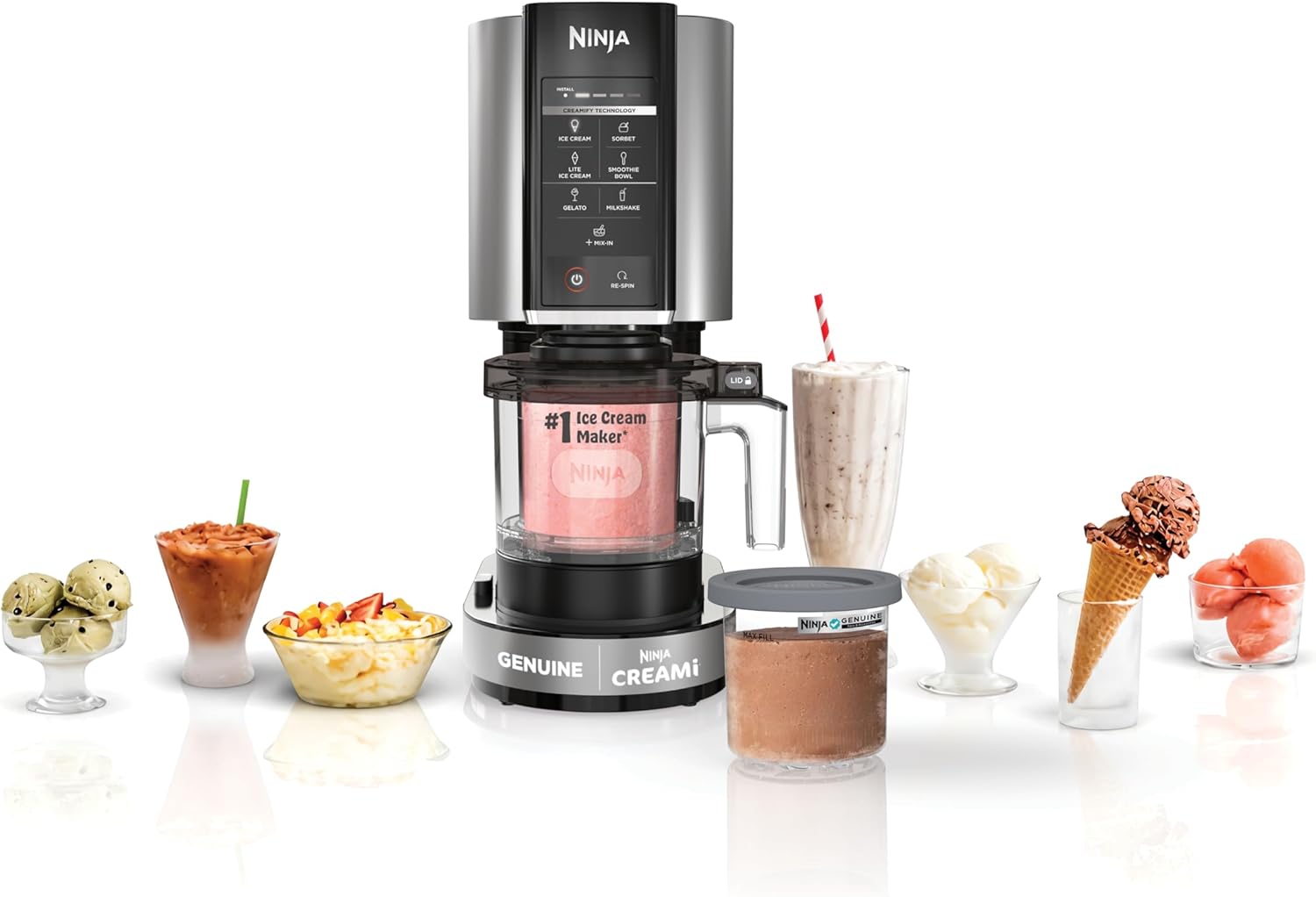 Ninja NC301 CREAMi Ice Cream Maker, for Gelato, Mix-ins, Milkshakes, Sorbet, Smoothie Bowls & More, 7 One-Touch Programs, with (2) Pint Containers & Lids, Compact Size, Perfect for Kids, Silver 1 Ninja NC301 CREAMi Ice Cream Maker, for Gelato, Mix-ins, Milkshakes, Sorbet, Smoothie Bowls & More, 7 One-Touch Programs, with (2) Pint Containers & Lids, Compact Size, Perfect for Kids, Silver