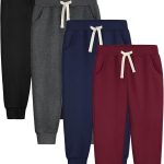 4 Pack Boys Sweatpants Joggers Cotton Athletic Sweatpants Youth Joggers Pants with Pocket Drawstring