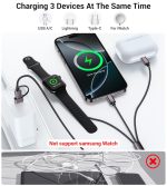 Temdan for Travel Vacation Essentials,3 in 2 USB C Cable for Apple Watch Charger/iPhone 17 Charger/Lightning,Multi Charging Cable Cord,Camping Essentials,Designed for iWatch &iPhone 16-12-4FT Black - Image 4