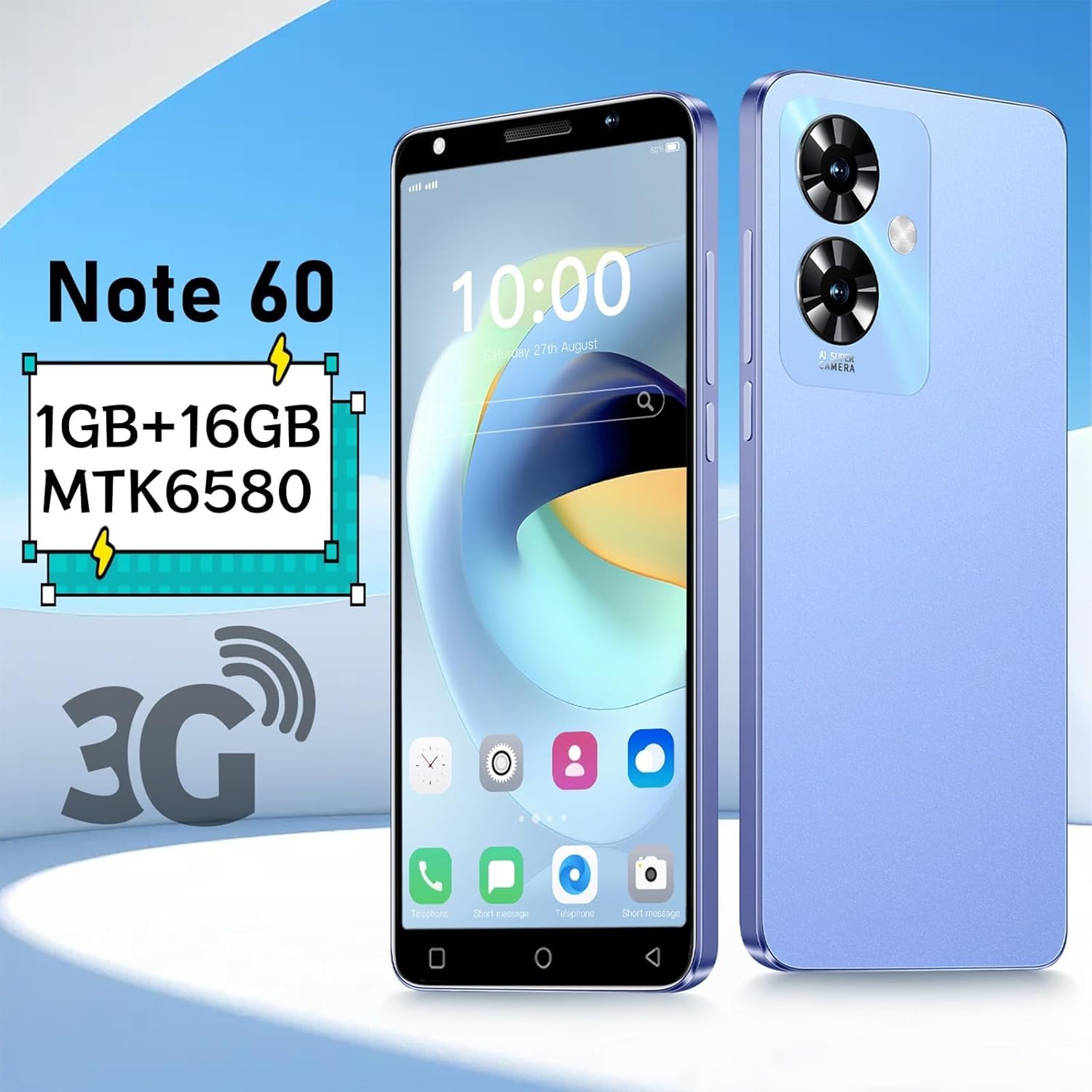 LilCost Note 60 Smartphone, 16GB ROM,128GB Extension,Dual SIM, 5.0'' HD Display with 3500mAh Battery and Dual Camera,Support WiFi/Bluetooth/Face Unlock Android Phone (Black) 6 LilCost Note 60 Smartphone, 16GB ROM,128GB Extension,Dual SIM, 5.0'' HD Display with 3500mAh Battery and Dual Camera,Support WiFi/Bluetooth/Face Unlock Android Phone (Black) - Image 6