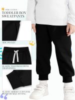 HXP 4 Pack Toddler Boys Sweatpants Pure Cotton Toddler Sweatpants Boys Kids Joggers Pants with Pocket Drawstring - Image 3