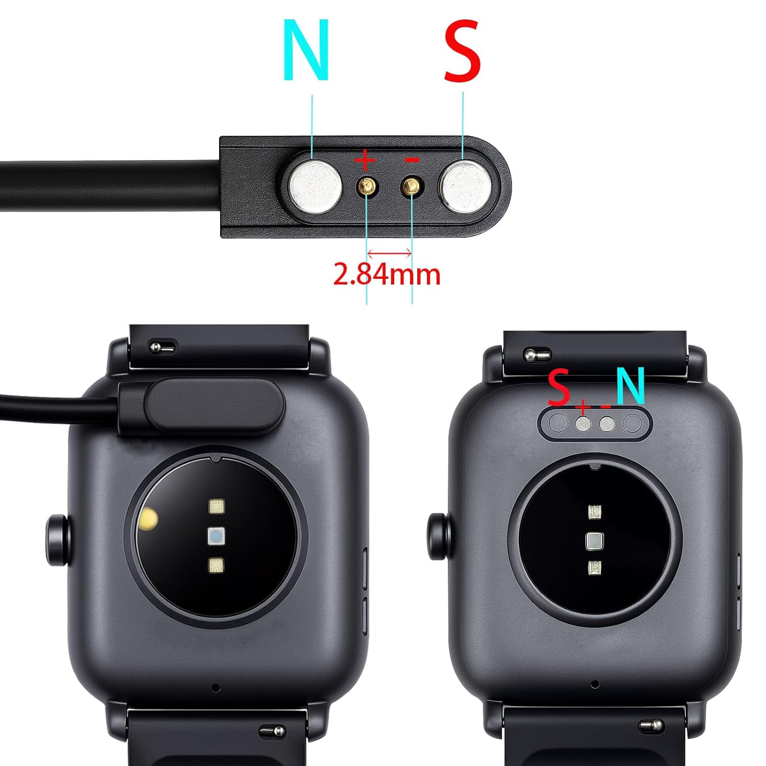 Charger Compatible with VeryFitPro, Fitpolo, Tozo, and YAMAY Smartwatches Including Models SW025, Letsfit ID205L, Replaceable Magnetic USB Cable, Smart Watch Fast Charger (2, Black) 3 Charger Compatible with VeryFitPro, Fitpolo, Tozo, and YAMAY Smartwatches Including Models SW025, Letsfit ID205L, Replaceable Magnetic USB Cable, Smart Watch Fast Charger (2, Black) - Image 3