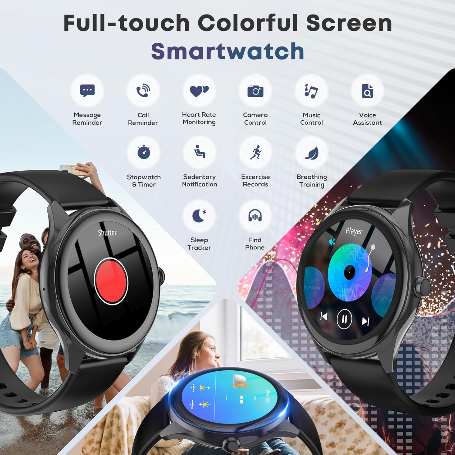 Smart Watches for Women Men, 1.39" HD IPS Touchscreen Smartwatch with 120 Sports Modes, Heart Rate/Sleep Monitor, IP67 Waterproof, Bluetooth Call & Music Control for iPhone/Android (Black) 2 Smart Watches for Women Men, 1.39" HD IPS Touchscreen Smartwatch with 120 Sports Modes, Heart Rate/Sleep Monitor, IP67 Waterproof, Bluetooth Call & Music Control for iPhone/Android (Black) - Image 2