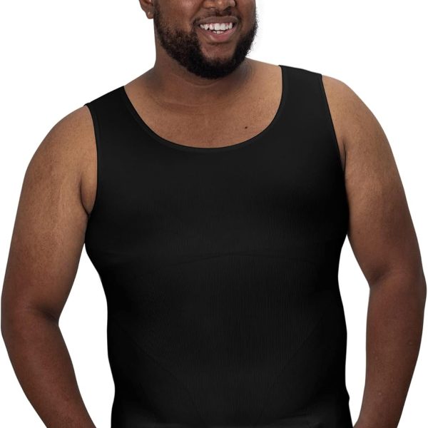 QORE LOGIQ Gynecomastia Compression Shirts for Men - Sleeveless Slimming Undershirts Tummy Control and Body Shaper Tank Top