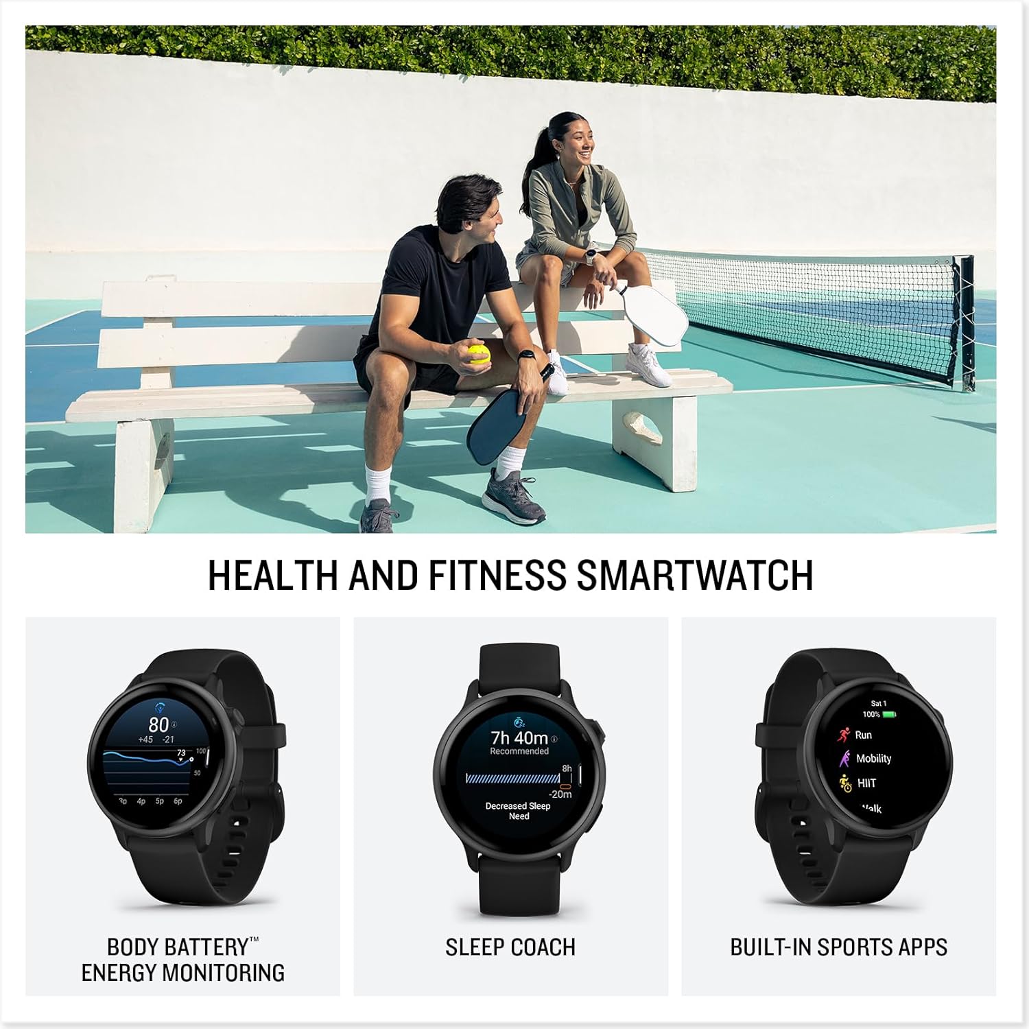 Garmin vívoactive® 6, Health and Fitness GPS Smartwatch, AMOLED Display, Up to 11 Days of Battery, Slate with Black Band 3 Garmin vívoactive® 6, Health and Fitness GPS Smartwatch, AMOLED Display, Up to 11 Days of Battery, Slate with Black Band - Image 3