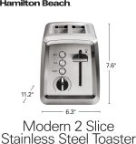 Hamilton Beach 2 Slice Toaster with Extra-Wide Slots, Bagel Setting, Toast Boost, Slide-Out Crumb Tray, Auto-Shutoff & Cancel Button, Defrost Function, Stainless Steel (22794) - Image 8