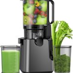 Juicer Machines with 5.8" Large Feed Chute, 400W Cold Press Juicer for Whole Vegetables and Fruits, Slow Masticating juicer Easy to Clean Juice Extractor Machine High Juice Yield(Titanium Gray)