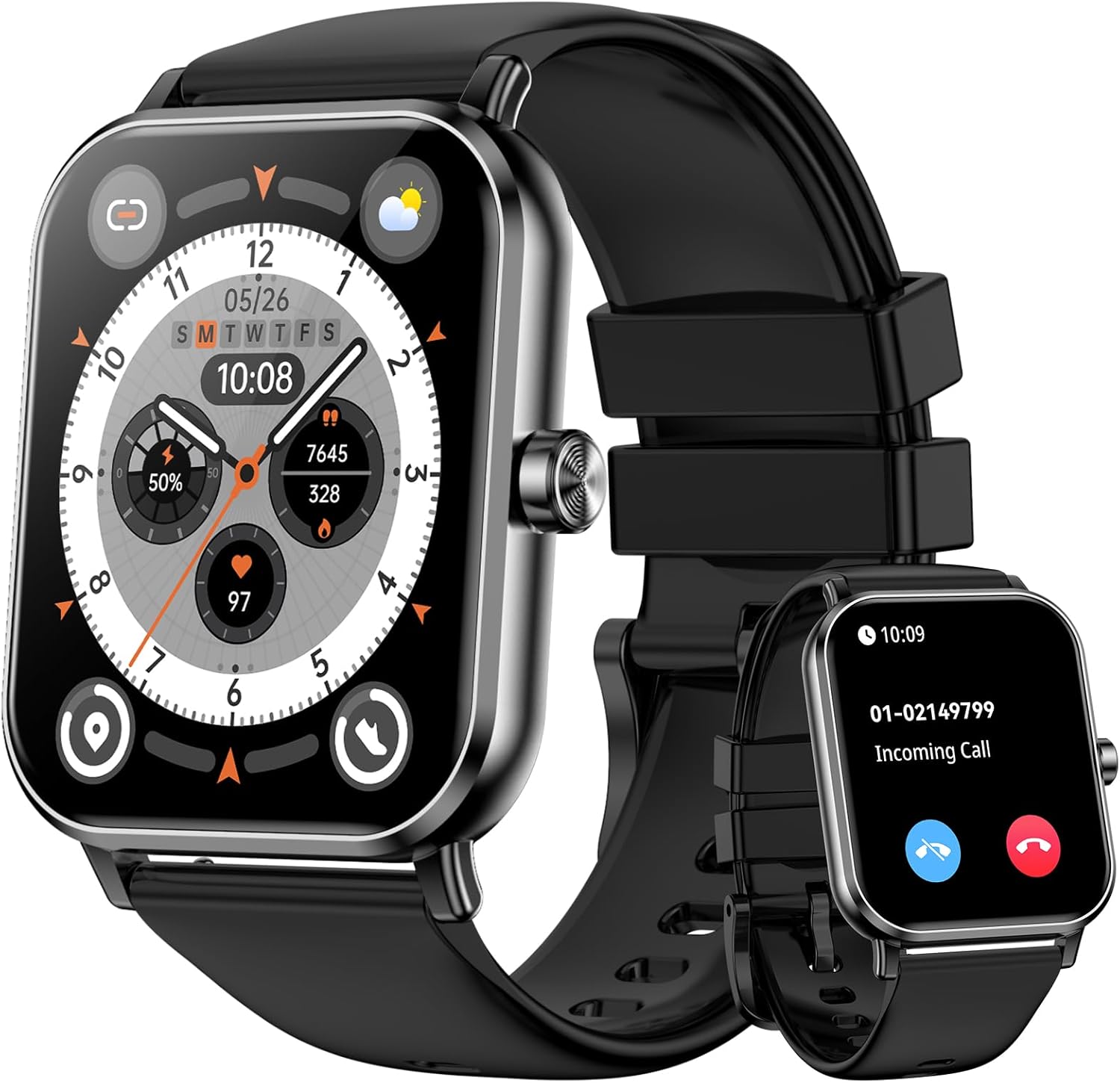 Smart Watch for Men Women, 1.85" HD Touchsreen Fitness Tracker, Smart Watch for Men Women, 1.85" HD Touchsreen Fitness Tracker, 120+ Sport Modes, 24/7 Heart Rate & Sleep Monitor, Pedometer, Calories, IP68 Waterproof, Fitness Watch for Android iPhone (Black)